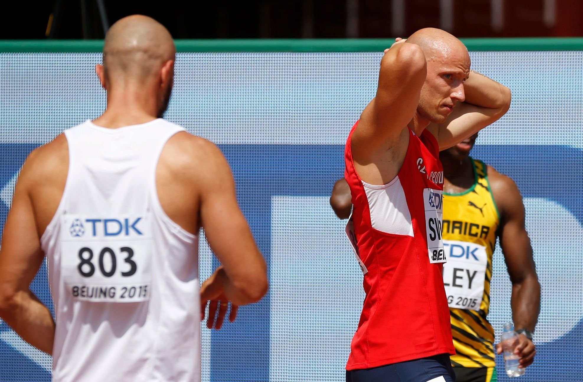 MS v atletice 2015, 100 m př.: diskvalifikovaný Petr Svoboda
