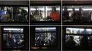 A combination photo shows people travelling in buses from Manhattan back to the Brooklyn borough in the aftermath of Hurricane Sandy in New York November 1, 2012. New York subway trains crawled back to limited service after being shut down since Sunday, but the lower half of Manhattan still lacked power and surrounding areas such as Staten Island, the New Jersey shore and the city of Hoboken remained crippled from a record storm surge and flooding. REUTERS/Carlo Allegri (UNITED STATES - Tags: ENVIRONMENT DISASTER TRANSPORT) Published: Lis. 2, 2012, 12:42 dop.