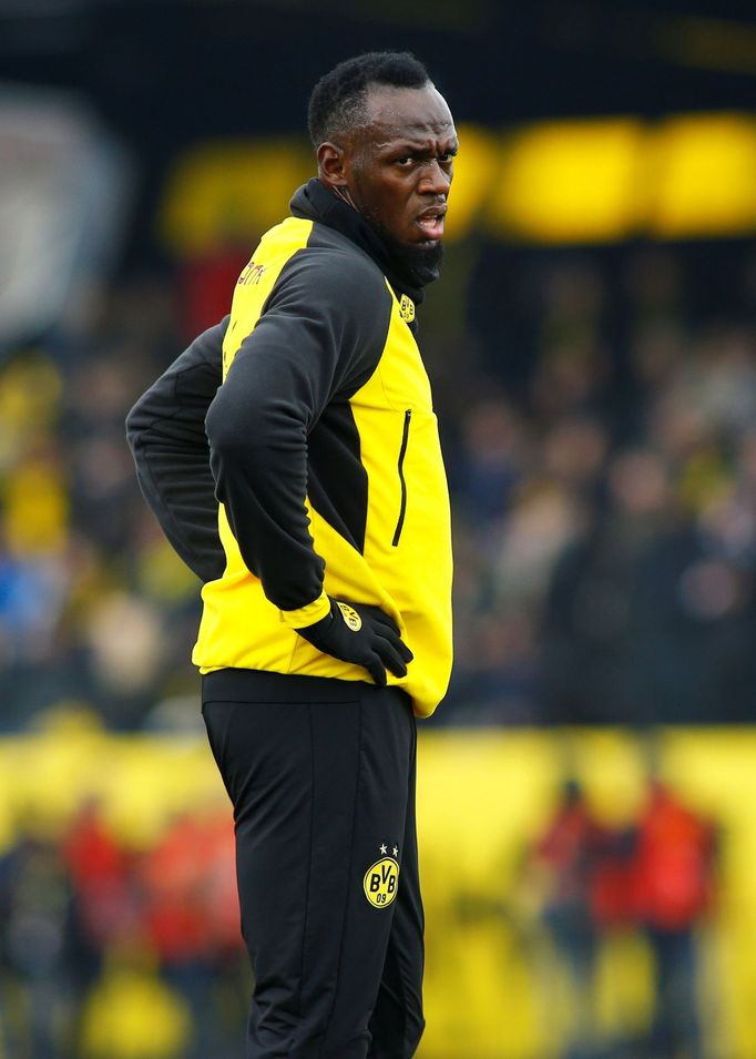 Usain Bolt trénuje s fotbalisty Borussie Dortmund.