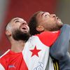 Aiham Ousou a Cyriel Desser v zápase EL Slavia - Feyenoord
