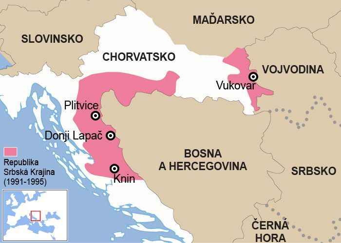Republika Srbská Krajina - mapa