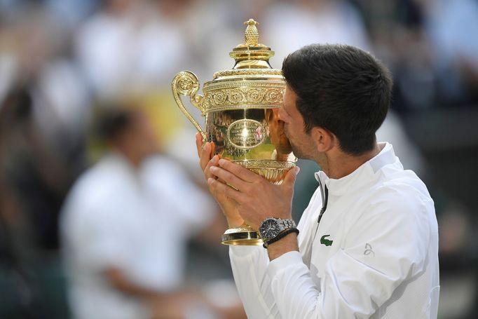 Novak Djokovič ve finále Wimbledonu 2019