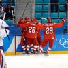 Rusové slaví gól ve čtvrtfinále s Norskerm na ZOH 2018