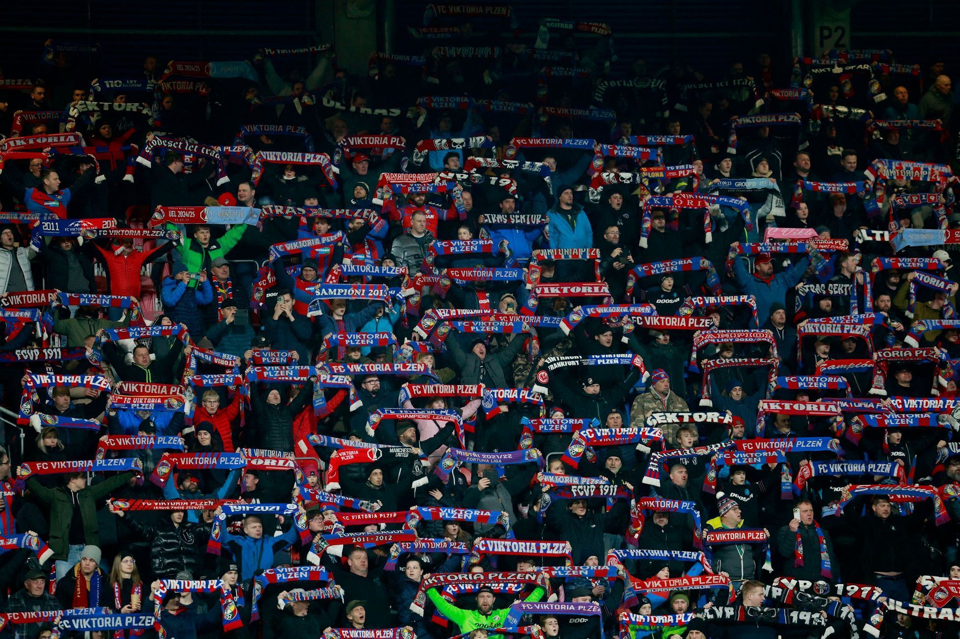 Plzeňští fanoušci v zápase EL Viktora Plzeň - Lazio