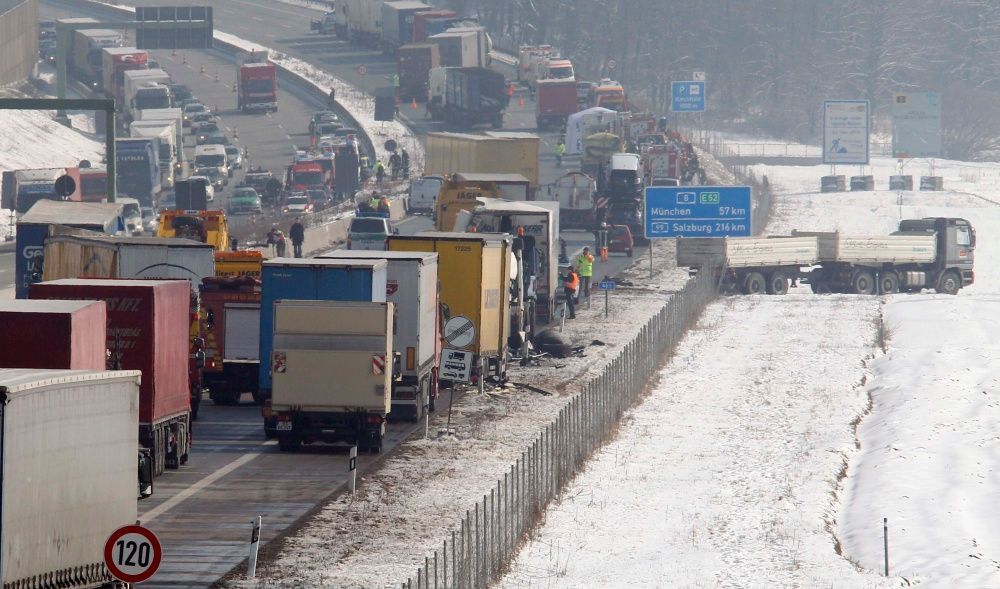 Hromadná nehoda na dálnici v Bavorsku