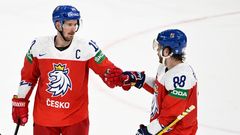 Roman Červenka a David Pastrňák na hokejovém MS 2022 v Tampere
