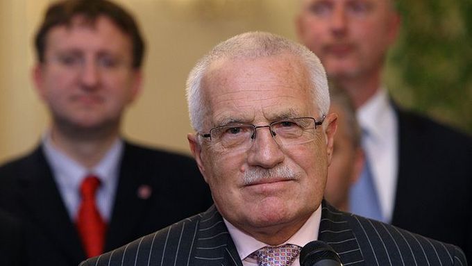 Václav Klaus na tiskové konferenci po setkání s hejtmany krajů České republiky.