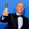 Michael Keaton poses backstage with his award for Best Actor in a Motion Picture, Musical or Comedy for his role in &quot;Birdman&quot; at the 72nd Golden Globe Awards in Beverly Hills
