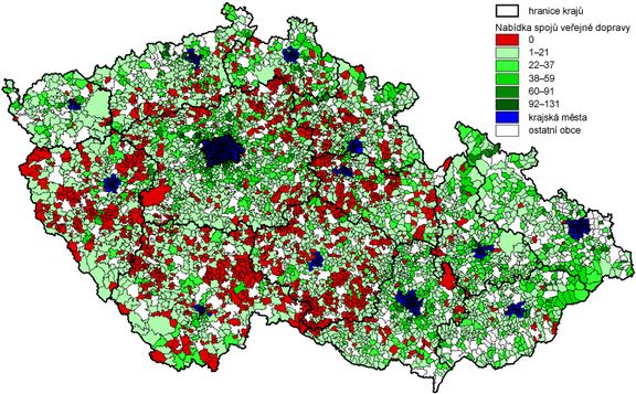 Map of transport connections from 2008. According to Stanislav Kraft from the University of South Bohemia in České Budějovice, not much has changed since then.  Photo: Archive of Stanislav Kraft