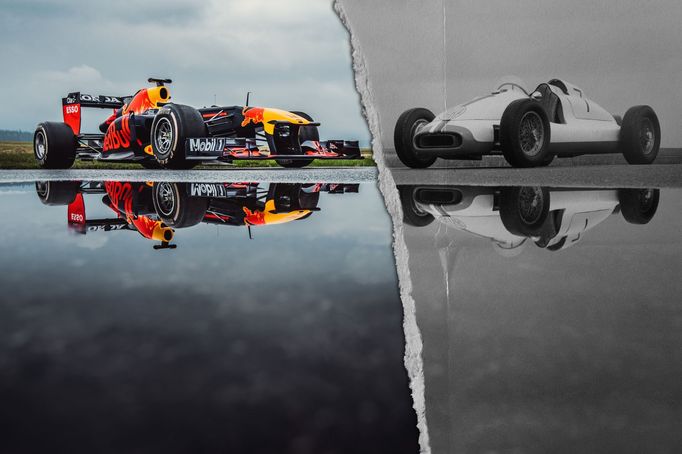 Red Bull RB7/14 versus Tatra 607-2