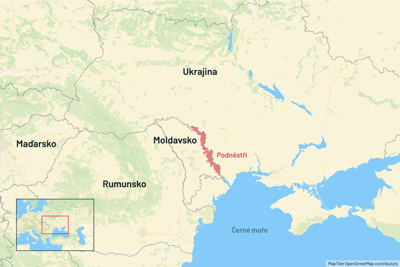 Mapa Rumunska, okolních zemí a Podněstří