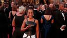 Presenter Kerry Washington wearing a black and white Atelier Versace gown, arrives at the 88th Academy Awards in Hollywood, California