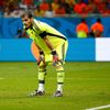 Spain's Casillas reacts after conceding a goal from the Netherlands during their 2014 World Cup Group B soccer match at the Fonte Nova arena in Salvador