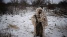 A Ukrainian serviceman of the 93rd separate mechanized brigade wears a ghillie suit during training near the front line in the Donetsk region, amid Russia’s attack on Ukr