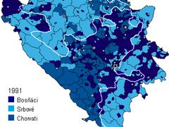 Národnostní rozložení v Bosně a Hercegovině v roce 1991