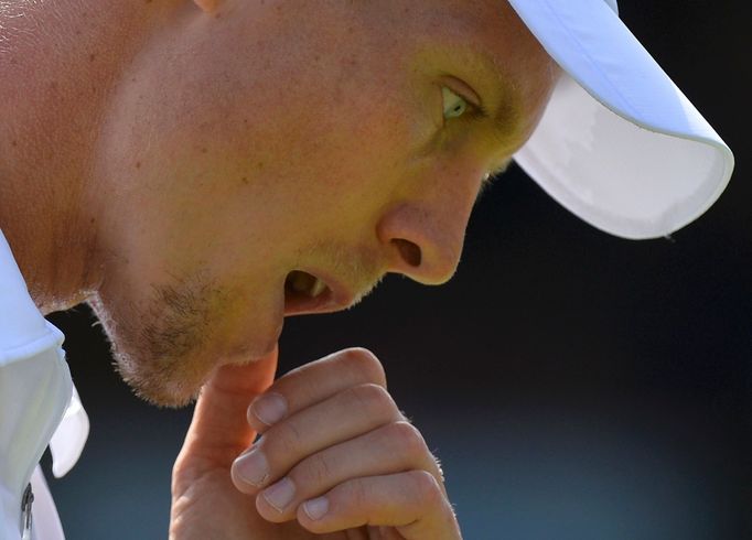 Tomáš Berdych v zápase s Kevinem Andersonem na Wimbledonu 2013