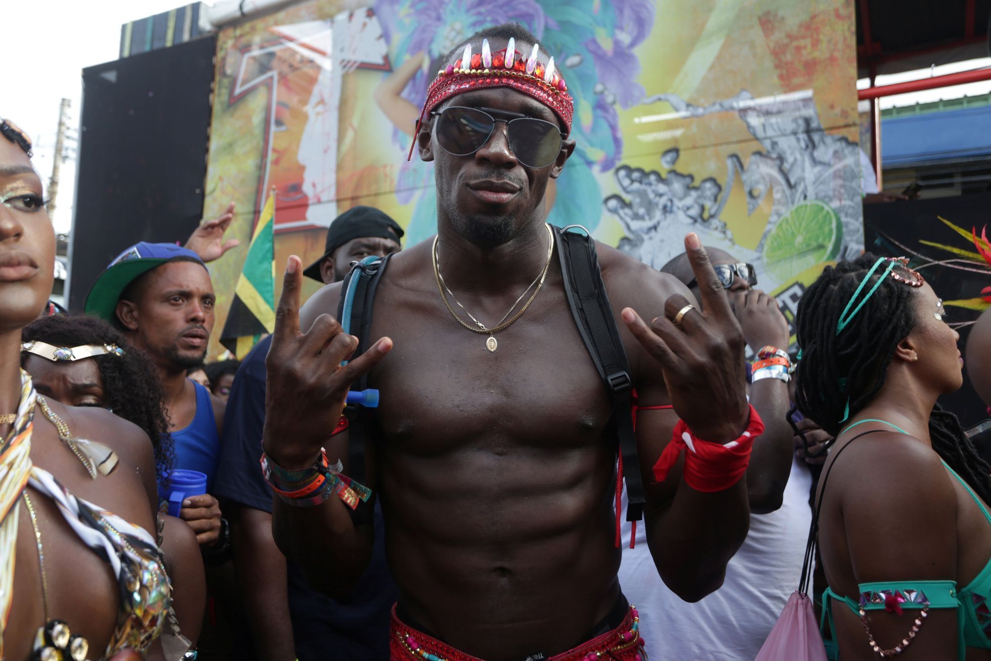 Usain Bolt na nedávném karnevalu v Trinidadu a Tobagu