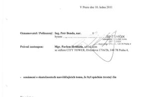 Trestní oznámení Paroubkova kmotra Petra Bendy na ministra dopravy