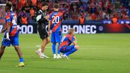 fotbal, 2. předkolo Ligy mistrů, Viktoria Plzeň - Servette Ženeva smutek hráčů Plzně