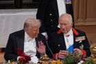 US President Donald Trump and King Charles interact at the state banquet for the US President and First Lady Melania Trump at Windsor Castle, Berkshire, on day one of the