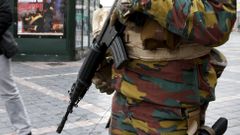 Belgický voják v ulicích Bruselu