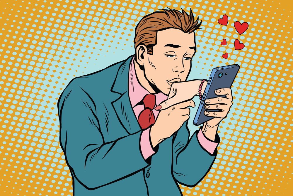 telefon mobil láska rande schůzka chat ilustrace ilustrační foto