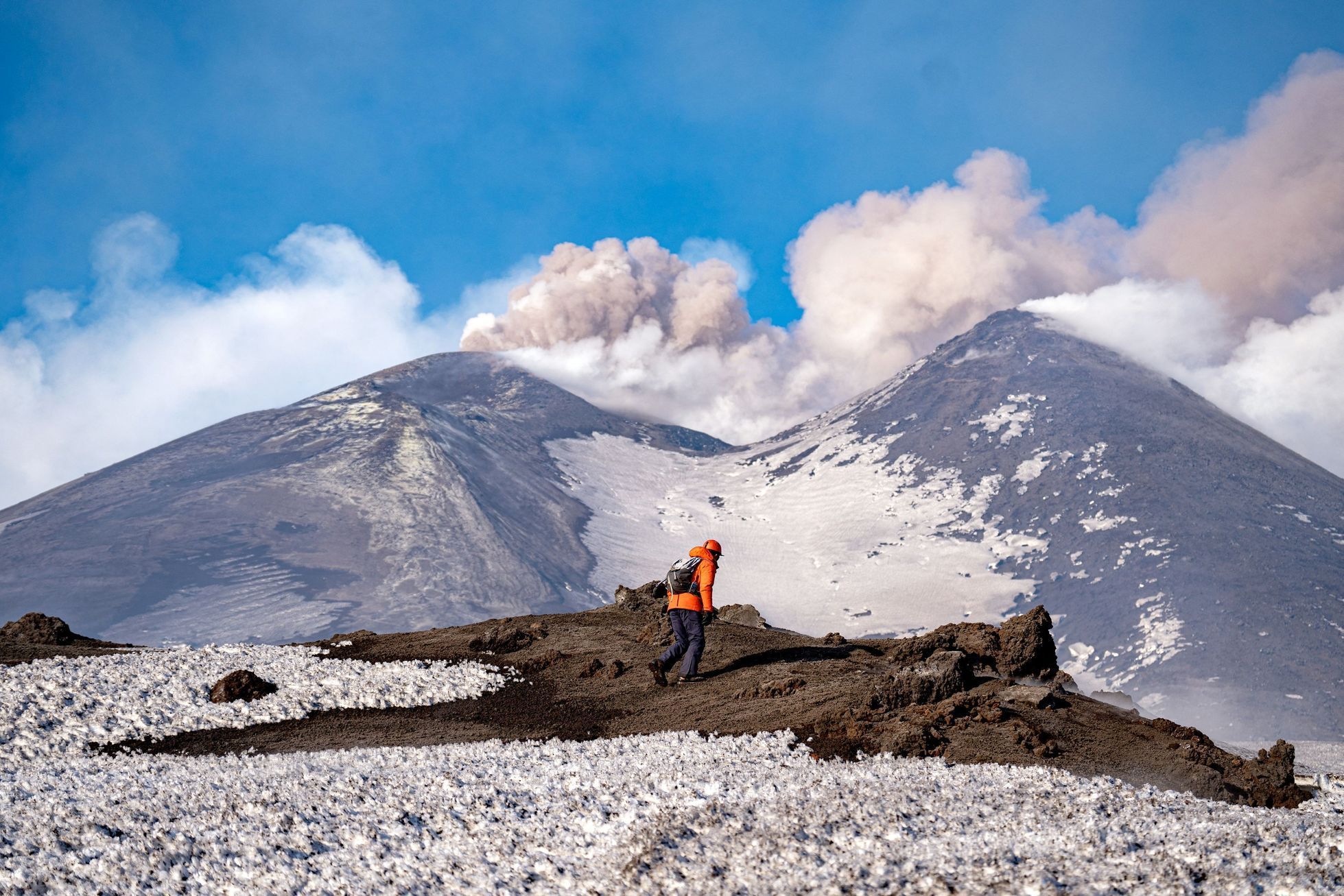 Etna, sopka, erupce, sníh, láva, Zahraničí, Itálie, Reuters
