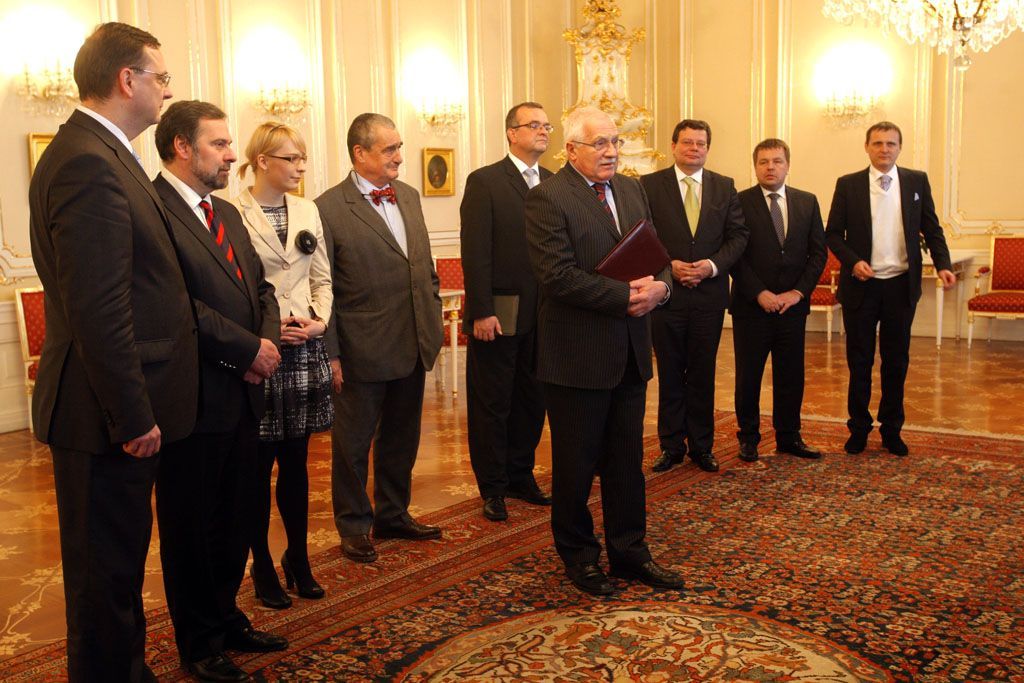 Zástupci trojkoalice u prezidenta Václava Klause