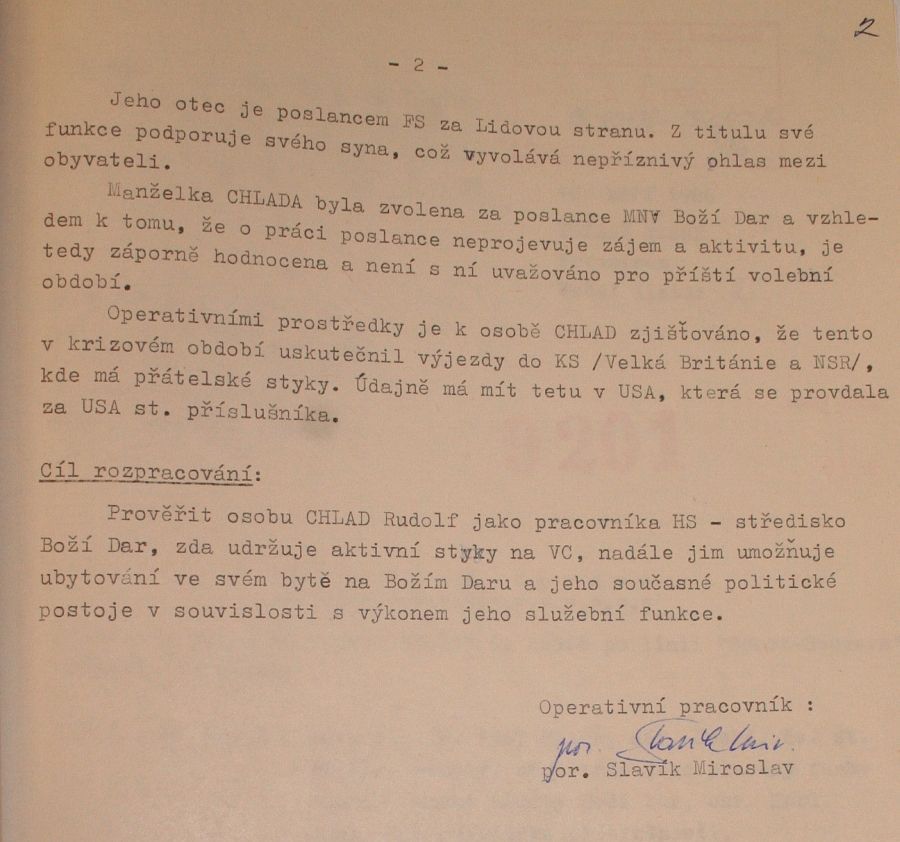 Rudolf Chlad (TOP 09) v archivu StB