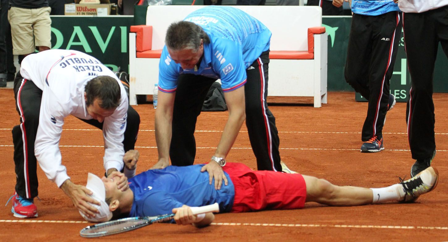 Davis Cup: Česko - Srbsko (Berdych, Štěpánek, Navrátil, radost)