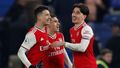 Anglická Premier League 2019/20, Chelsea - Arsenal: Hráči Arsenalu slaví zisk bodu
