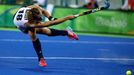 Women's Pool B Japan v Great Britain - Olympic Hockey Centre - Rio de Janeiro, Brazil - 11/08/2016. Giselle Ansley (GBR) of Great Britain competes