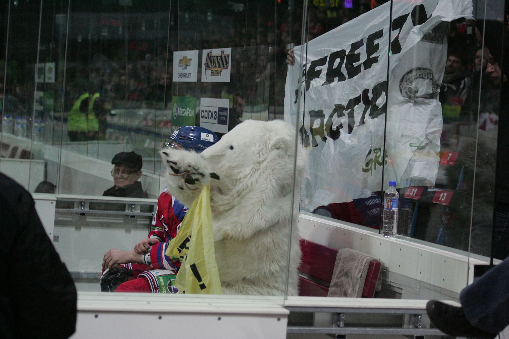 Greenpeace na zápase Lev Praha - Omsk