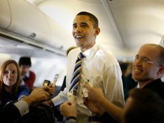 Obama v letadle, ilustrační snímek