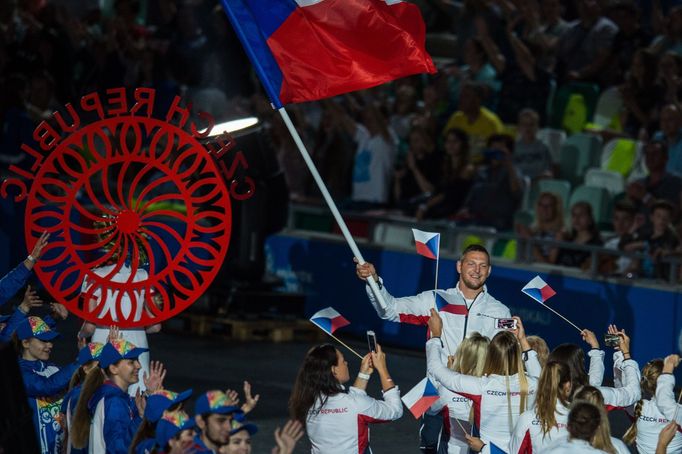 Zahajovací ceremoniál Evropských her 2019, česká výprava s Lukášem Krpálkem.