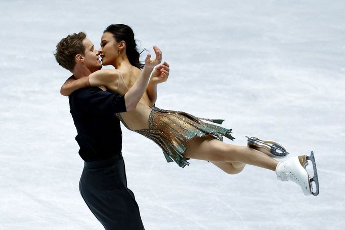 Figure Skating - ISU Grand Prix of Figure Skating - NHK Trophy 2024 - Yoyogi 1st National Gymnasium, Tokyo, Japan - November 9, 2024 Madison Chock and Evan Bates of the U