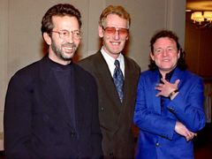 Eric Clapton, Ginger Baker a Jack Bruce - The Cream při uvedení do Rock´n rollové síně slávy v roce 1993.