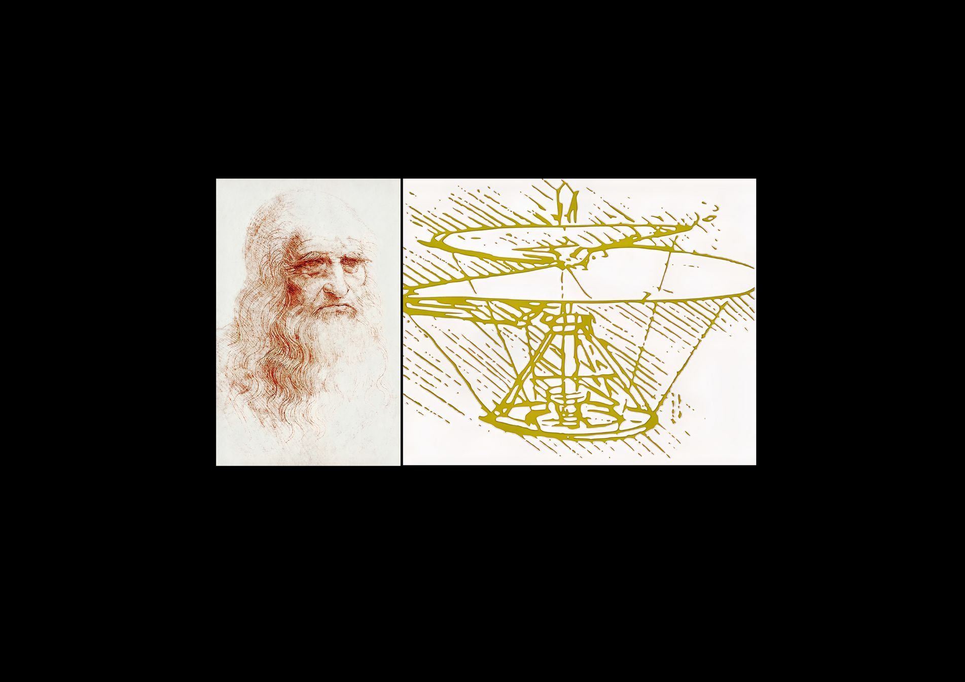 Leonardo da Vinci, vize návrhu letounu připomínající vrtulník