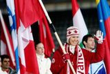 Úspěšná Kanaďanka Klassenová s vlajkou.