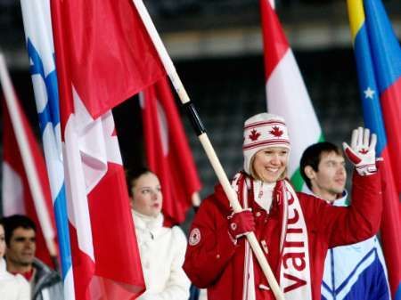 Kanaďanka Klassenová s vlajkou