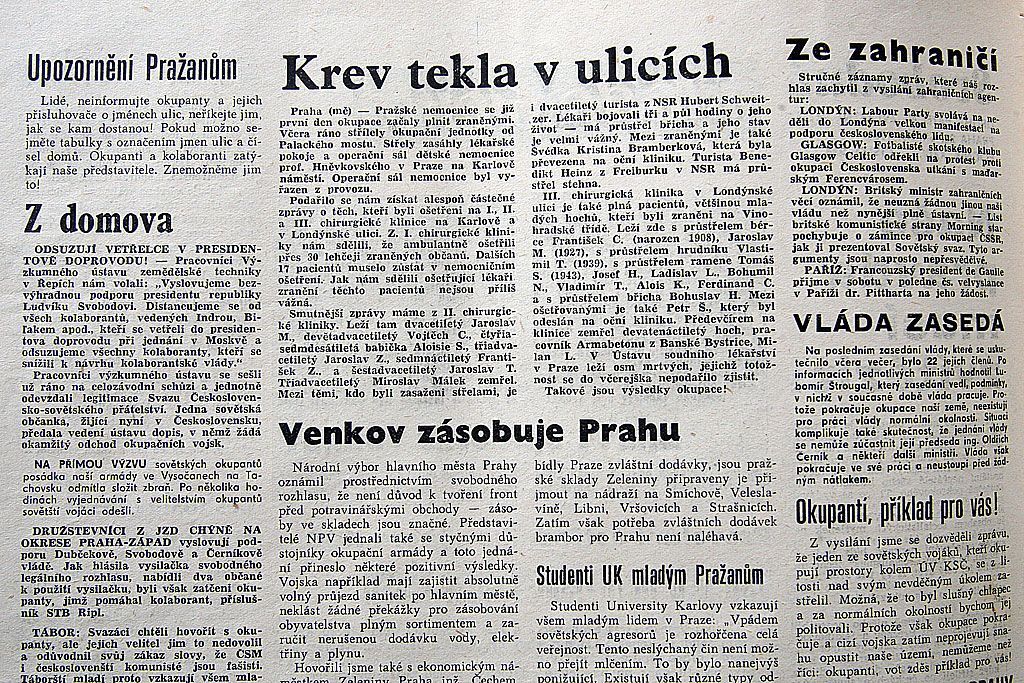 Noviny ze srpna 1968