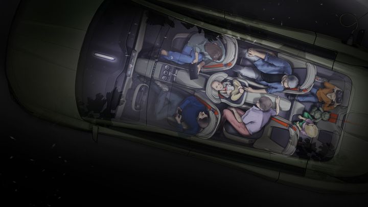 První skica interiéru velké škodovky: auto pro sedm lidí odstartuje revoluci; Zdroj foto: Škoda