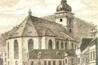 Takto vypadal Děkanský kostel na rytině z roku 1878. Vystavěn byl mezi lety 1517-1550.