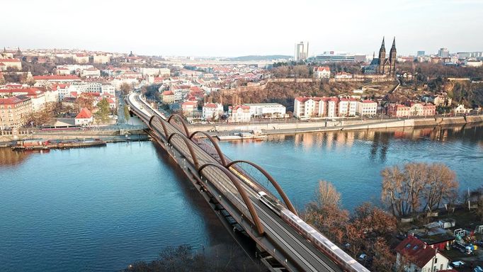 Správa železnic představila upravenou podobu plánovaného nového železničního mostu přes Vltavu na trati mezi Smíchovem a hlavním nádražím.