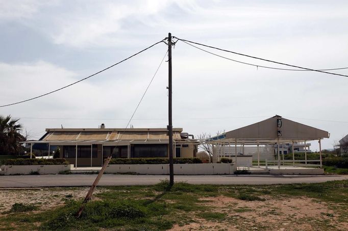 George Kapetanios' restaurant is seen in the coastal village of Filiatra in the Peloponnese area of Greece