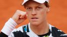 Tennis - French Open - Roland Garros, Paris, France - October 4, 2020. Italy's Jannik Sinner celebrates winning his fourth round match against Germany's Alexander Zverev