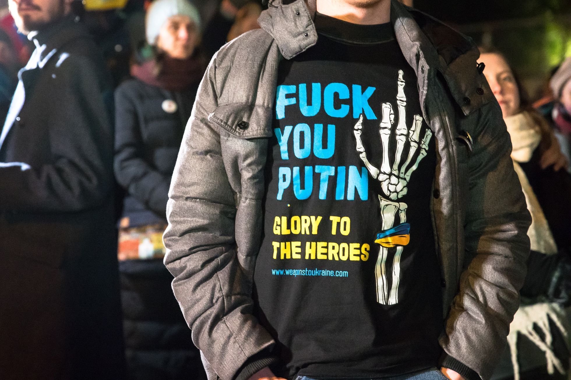 Rok od vpádu Ruska na Ukrajinu, ake v Praze na Letné, u ruské ambasády a ukrajinské ambasády