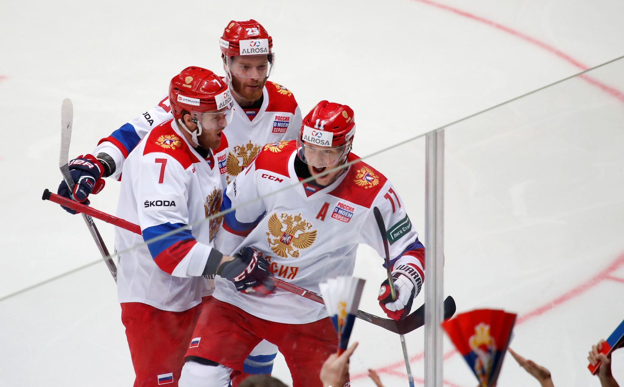 Rusko - Finsko: Radost ruských hokejistů