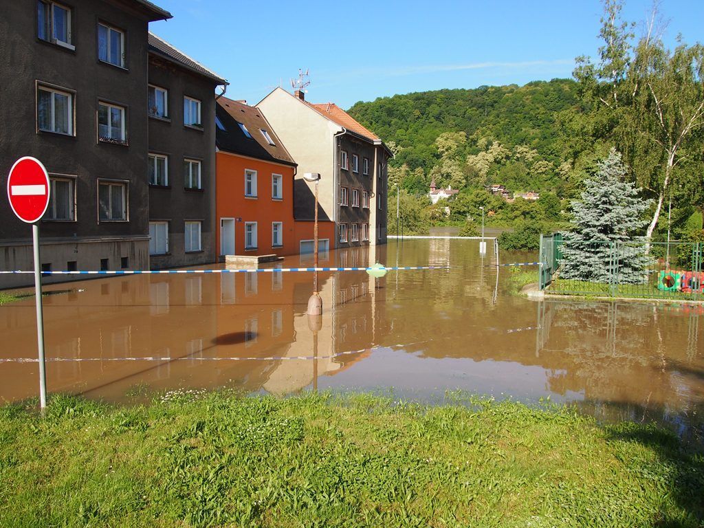 Povodně v ústecké části Střekov