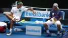 Roger Federer a Lleyton Hewitt při tréninku na Australian Open 2016